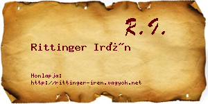 Rittinger Irén névjegykártya